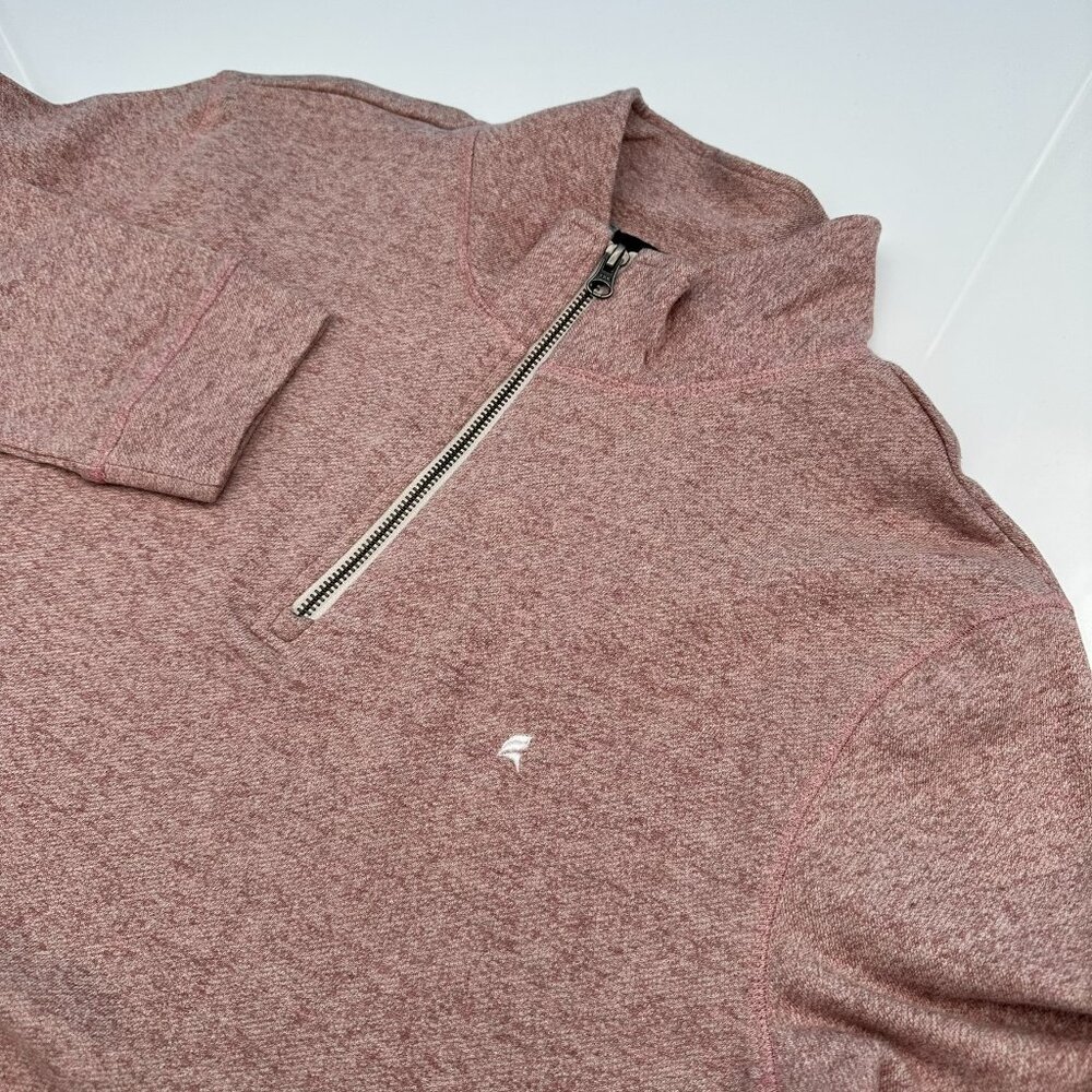 Tailor Vintage Men's Heather CVC French Terry 1/4 Zip Sweatshirt, Size M, Red